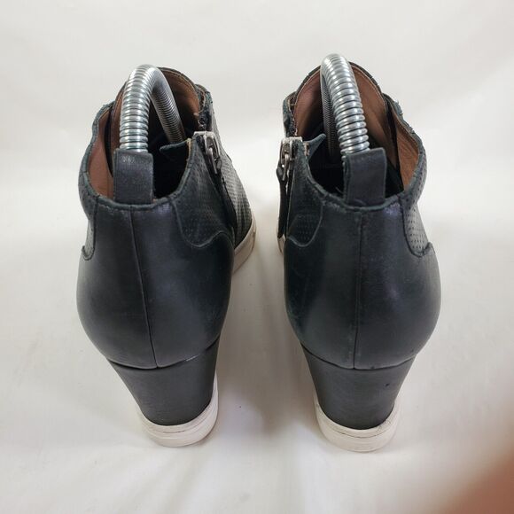 Linea Paolo Felicia Platform Wedge Sneaker Bootie Wmn 7.5 M Black Leather Zipper - Picture 6 of 8